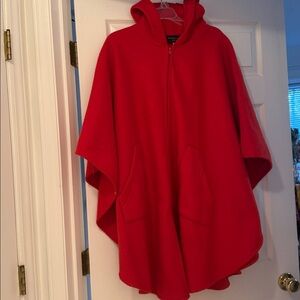 Women's Hooded Red Cape Jacket Front Pockets one size fits all